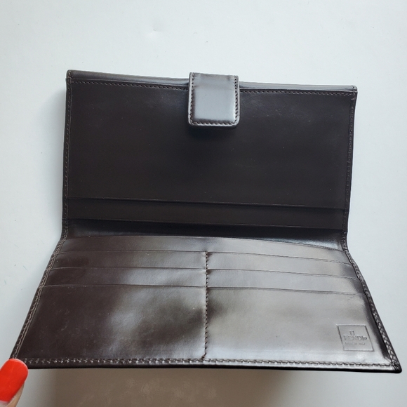 Fendi Zucca Canvas Long Bifold Leather Wallet Brown - Picture 4 of 13